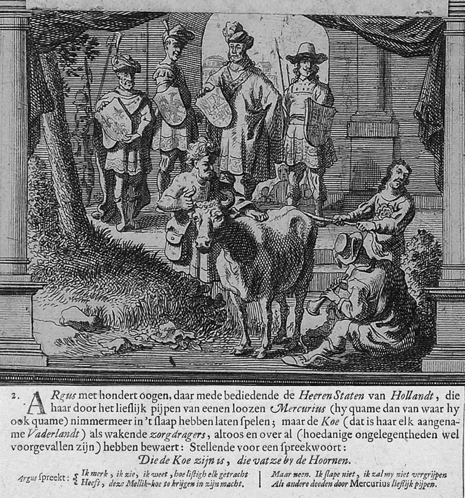 Klar hingegen wird nun, mit welchem antiken Mythos dieses Tableau spielt - es ist die Geschichte von Argus und Merkur. Und die geht so: